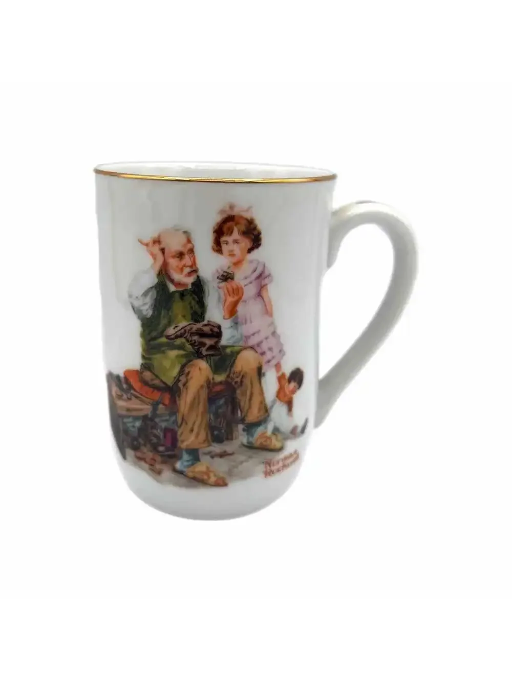Vintage 1982 Norman Rockwell “The Cobbler” Porcelain Mug – Museum Collection